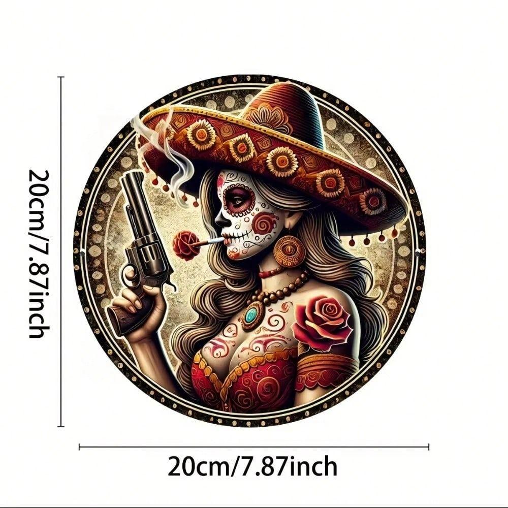 Decorative Metal Tin Painting 20x20cm Handmade Wall Art Panel