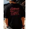 Men's California Retro Graphic T-Shirt - Breathable, Loose Fit Casual, Round Neck, Machine Washable Summer Outdoor ,Relaxed Fit Top, Durable
