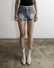 Maegolenseoul Boho Vintage Fringe Denim Shorts Blue