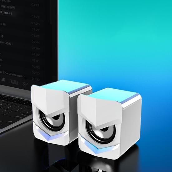 2Pcs Computer Speaker Sound ABS Mini Stereo Clear USB Wired Subwoofer Speaker