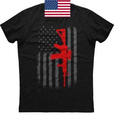 USA Distressed Flag and Gun Printed Men's New Patriotic Trending Black Unisex T-Shirt