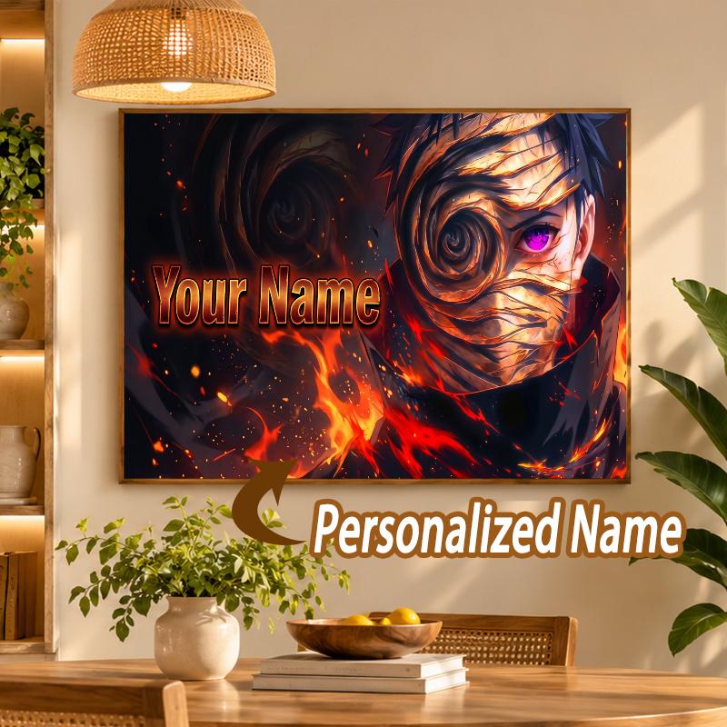 Obito Uchiha Custom Name Diamond Painting Personalized 5D Full Drill DIY Diamond Art Home Decor