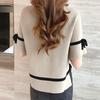 Femei Mânecă Sfert Cloche Temperament Versatil Tricouri Primăvară Vară Supradimensionat Elegant Modă Fundă Tricotat Pulover Tricou Topuri