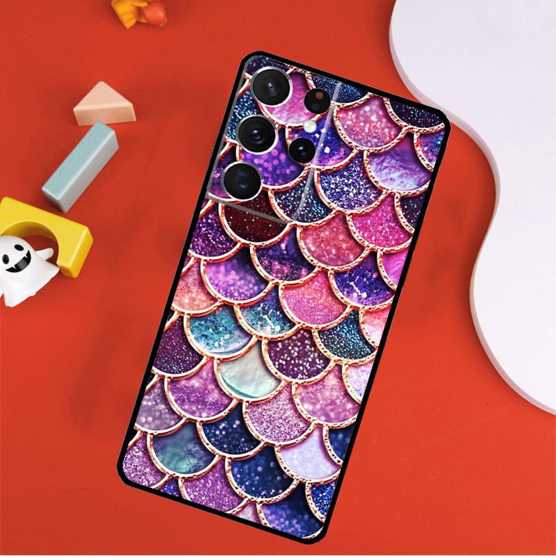 Watercolor Faux Mermaid Scales Phone Case For Samsung Galaxy S25 Ultra S24 Ultra S9 S10 S20 S21 S22 S23 Plus S24 FE Cover