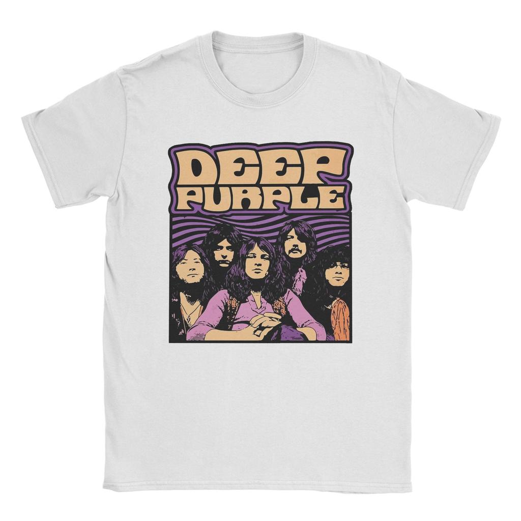 Classic Robot with Flashing LED Eyes Rock Band Deep Purple Men T Shirt Fashion Tees Short Sleeve Crewneck T-Shirt Cotton Tops