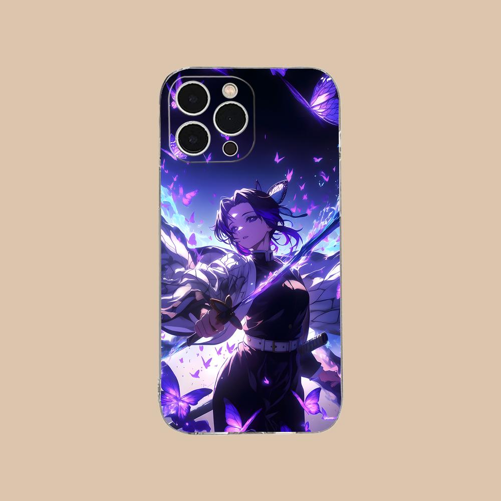 Demon Slayer Shinobu Kocho Phone Case for iPhone 16 15 14 13 12 11 X XR XS 8 6 Pro Max Plus Mini Clear Colour Protective Cover