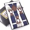 Men's Six-Clip Jacquard Wide Suspenders with Printed Webbing