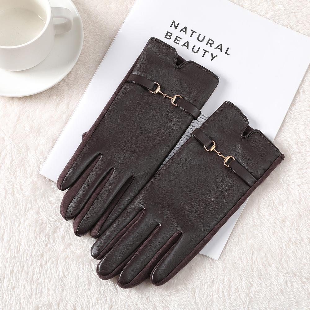 Women's Winter Touchscreen Gloves: Warm, Velvet-Lined, PU Leather, Windproof and Cute for Outdoor Driving & Cycling