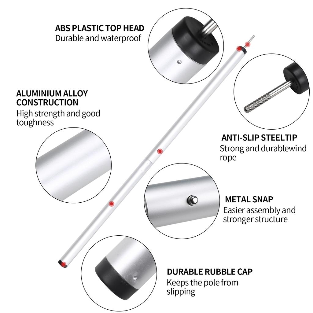 Alloy Aluminum Tent Pole Adjustable Camping Tarp Poles Telescoping Portable Lightweight Support Rods for Shelter Canopy Awning