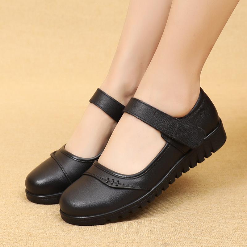 New Single-shoe Shallow-mouthed Round Toe Flat Shoes for Middle-aged and Elderly Women