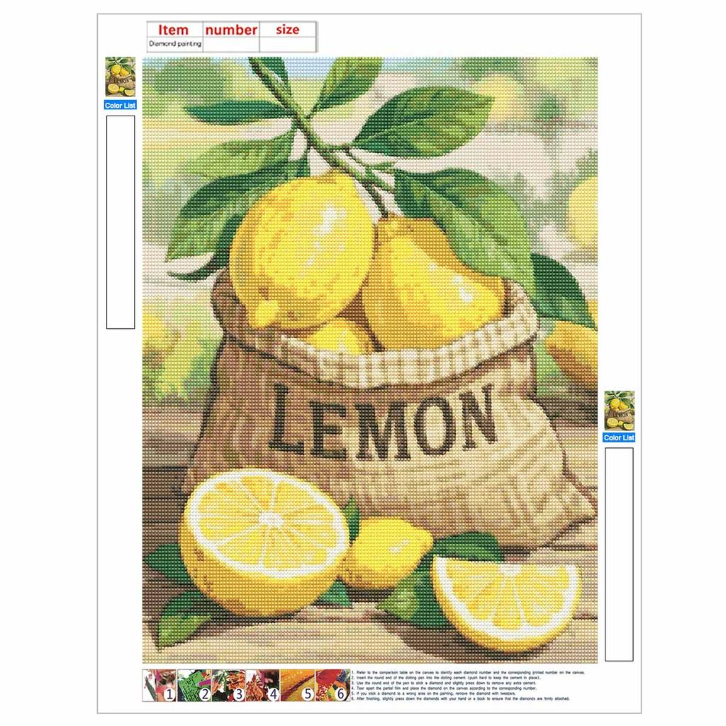 Diamond Painting Kits for Adults Lemon Full Round Drill 5D Art Craft Wall Decor for Bedroom Living Room Home Decoration