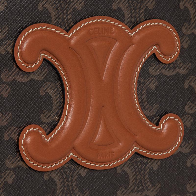 Celine Triomphe Monogram Canvas Zipper Half-Moon Shoulder Bag Women bags Brown 10K642ECM-04LU