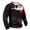 Men's Spring And Autumn Personality Retro Animal Wolf 3d Printed Round Neck Long Sleeve T-Shirt Casual Loose Breathable Jumper