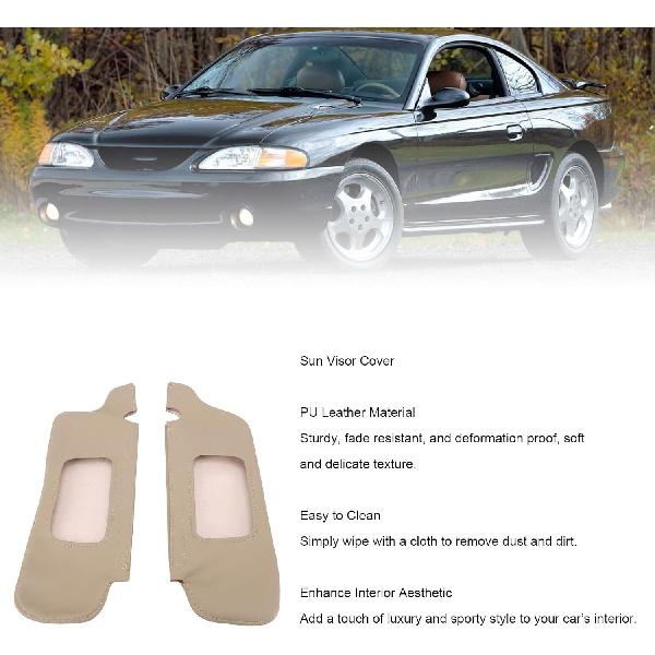 Asixxsix Sonnenschutzblende Abdeckung Schutz für 1994 bis 2004, PU-Leder Sonnenschutzblende Ersatzabdeckung Haut, Linke Fahrer- und Rechte Beifahrerseite Sonnenschutzblende