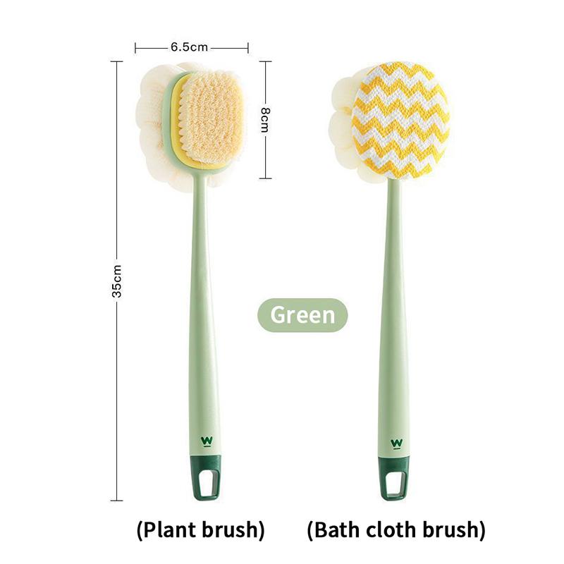 Double Sided Scrubbing Tool Bath Brush Long Handle Soft Fur Bath Brush Detachable Scrubbing Towel Strong Back Rubbing
