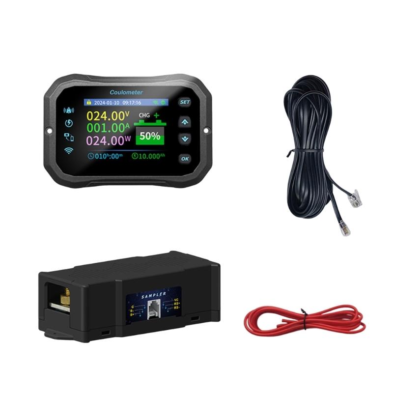 1 Set Battery Coulomb Counter Power Volt Ammeter for Lithium Batteries with Intelligent Safe Features Cable Included