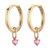 Kinitial Zarte Goldfarbene Zirkonstein-Anhänger Messing-Creolen für Damen Mädchen Lässiger Täglicher Klassischer Sommer-Schmuck