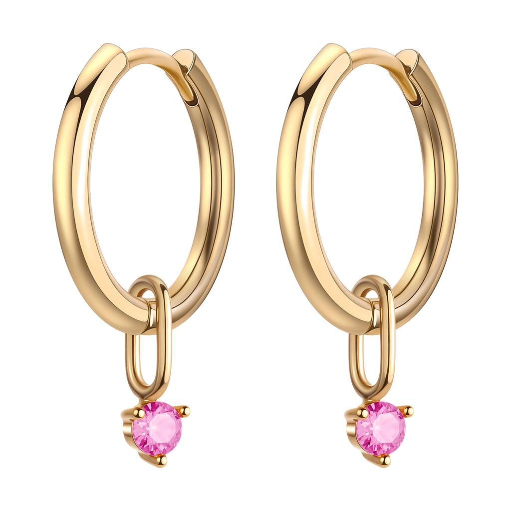 Kinitial Zarte Goldfarbene Zirkonstein-Anhänger Messing-Creolen für Damen Mädchen Lässiger Täglicher Klassischer Sommer-Schmuck