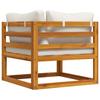 Modular Corner Sofa with Cream Colored Cushions Solid Acacia Wood