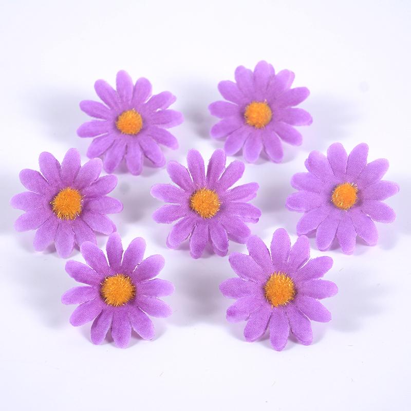 50PCs Dasiy Artificial Flowers 3.5cm Fake Flower Head For Home Wedding Garden Decoration DIY Bride Wreath Accessories Gift Craft