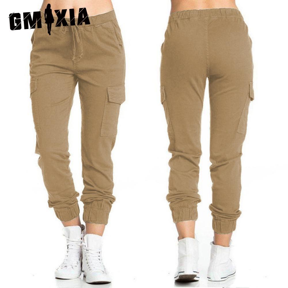 

GMXIA Жіночі Модні Повсякденні Однотонні Штани та Капрі з Принтом S хакі