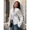 French Style Palace Style Wooden Ear Satin Shirts Temperament Inner Wear Lace Top Fashion Satin Shirt