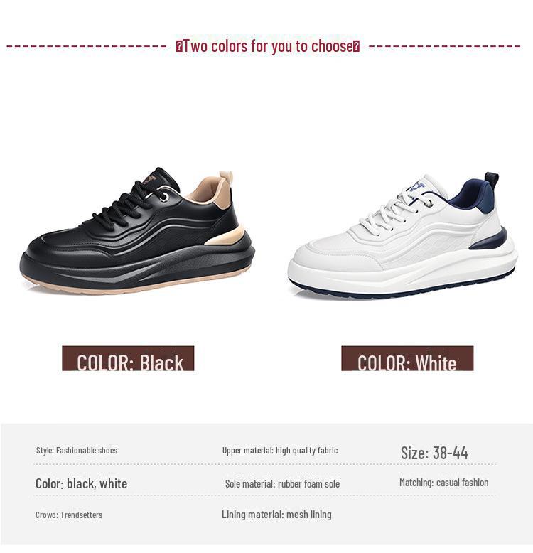 Men's Autumn & Winter Genuine Leather Sneakers - Stylish, Comfortable, Versatile, Casual White Shoes.