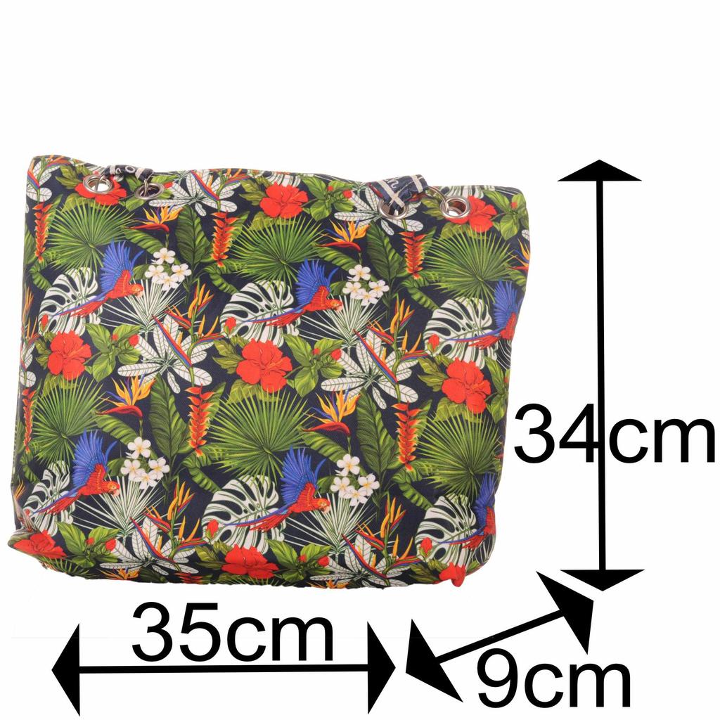 Strandtasche mit tropischem Blumenmuster und Reißverschluss