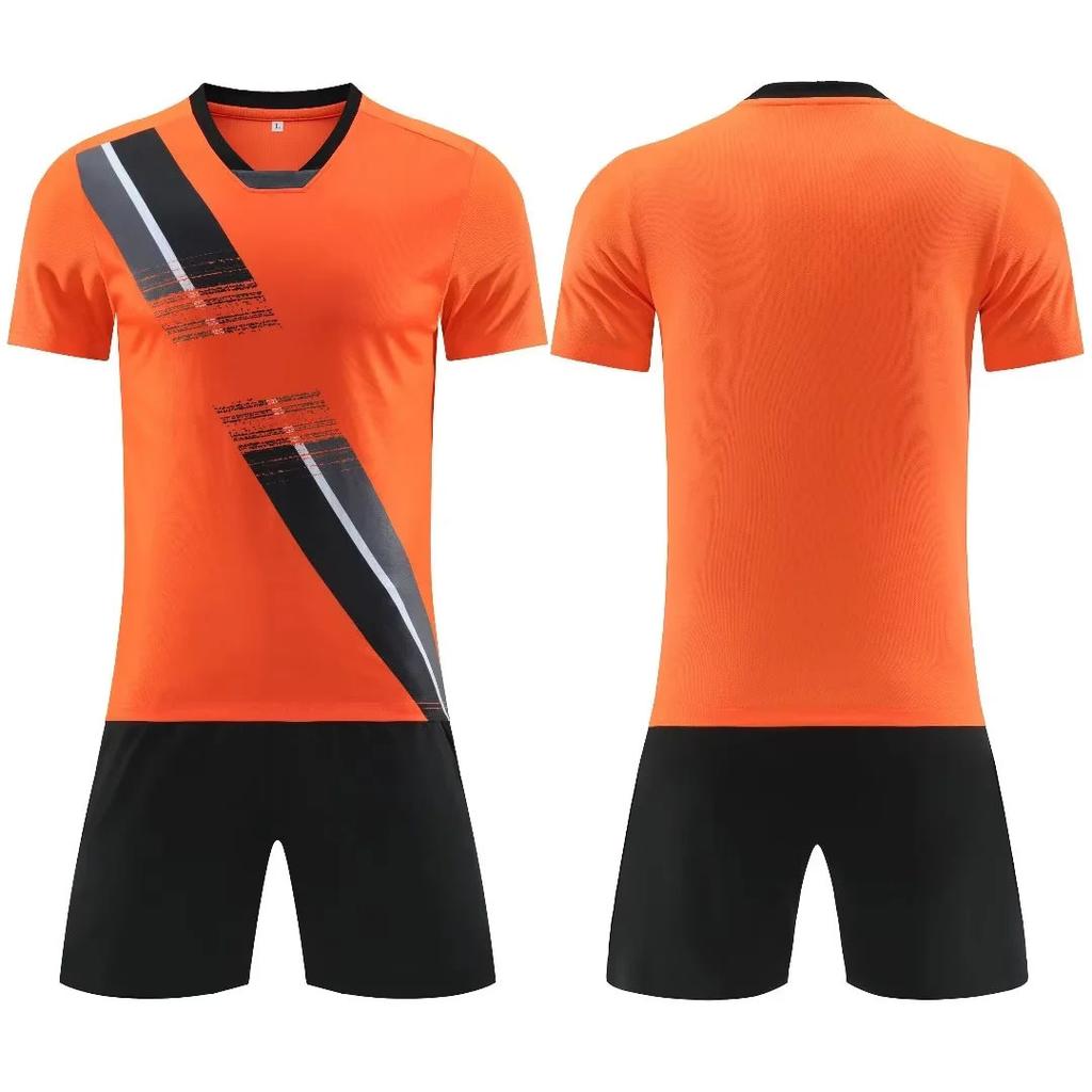 2025 children's football jersey set, men's game jersey summer training printed double-sided pockets, short-sleeved football jersey