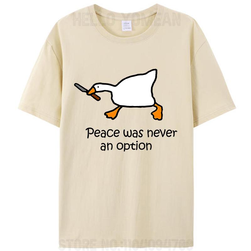 Peace Was Never An Option Cute Duck Lover Women Men's T-Shirt Clothing Cotton Round O-Neck Tees Shirts Tops Classic Gifts