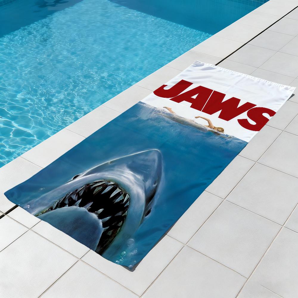 J-jaws-s Show Towel Large Quick-Drying Microfiber Soft Beach Towel for Travel Fitness Sauna Bathing Camping