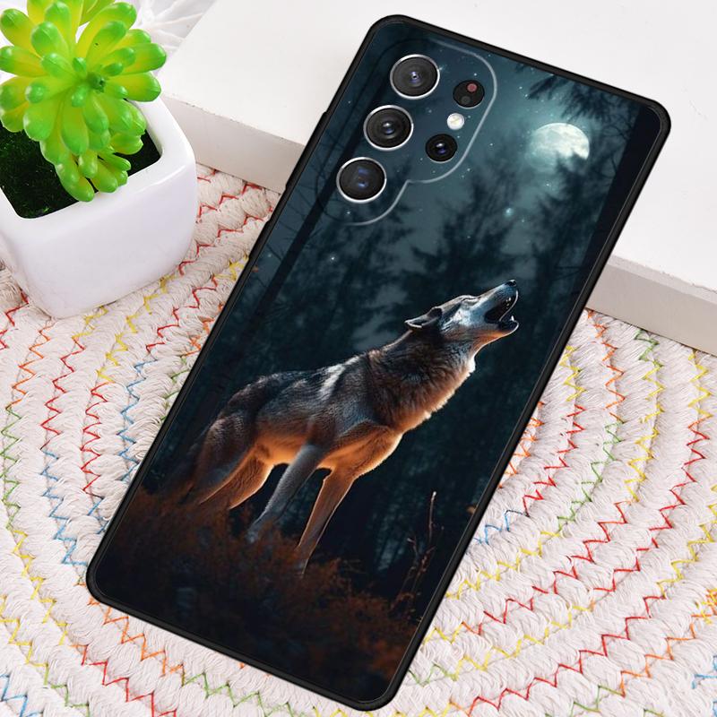 Moon Roaring Wolf Print Silicone Phone Case For Samsung Galaxy Note 10 Pro S26 S25 S24 S23 S22 S21 Plus S25Ultra Capa Cover