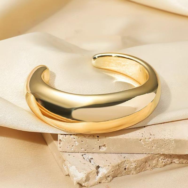 Exaggerated Irregular Cuff Bracelets for Women Fashion Punk Gold Silver Color Glossy Opening Plastic Bangle Female Jewelry