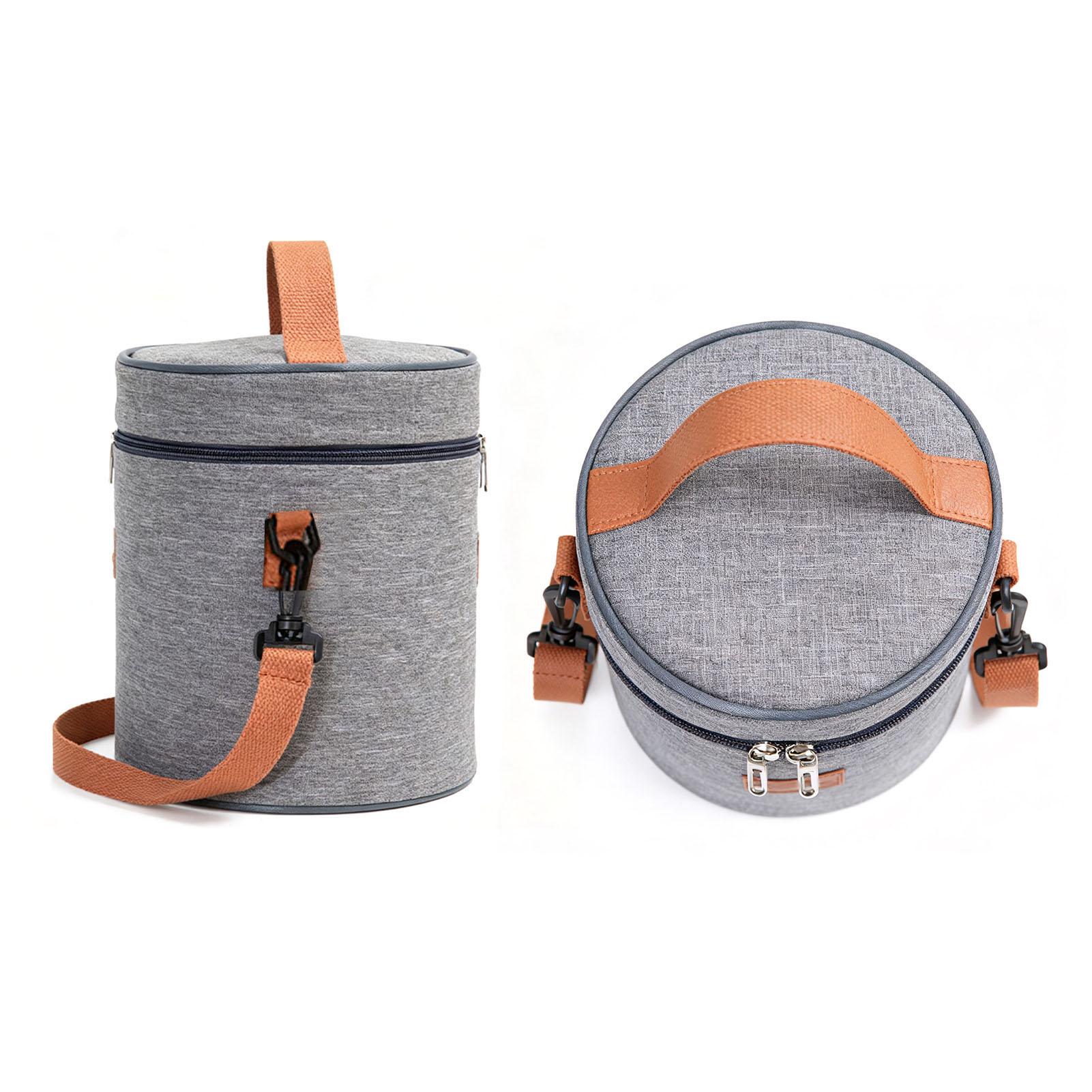 Portable Insulated Lunch Bag Leakproof Oxford Cloth Thermal Food Handbag with Shoulder Strap for Work Camping Picnics Travel Grey