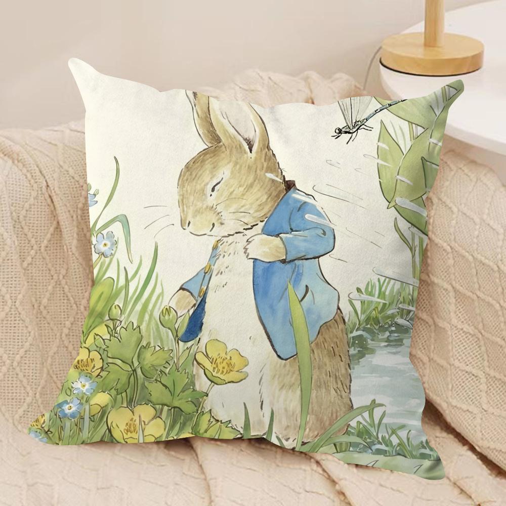 PPeter rrabbit Anime Cushion Cover Silky Short Plush Invisible Zipper Dustproof Sofa Pillow Case for Home Decor