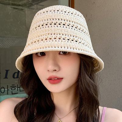 Καλοκαίρι Νέο Διχτυωτό Πλεκτό Καπέλο Προστασίας από τον Ήλιο και Σκίασης για Γυναικείο Ελεύθερο Χρόνο Πολυτελές Μικρό Φρέσκο Μόδα Καπέλο Κατσαρόλας