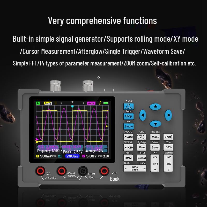 DSO3D12 Dual-Channel Digital Oscilloscope & Multimeter, 120MHz Bandwidth, 500MS/s Sampling