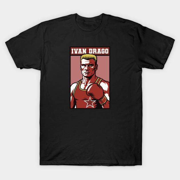 Men Black Print T-shirt Ivan Drago No-Cut Transfer Paper Print Cotton Tshirt XL чёрный