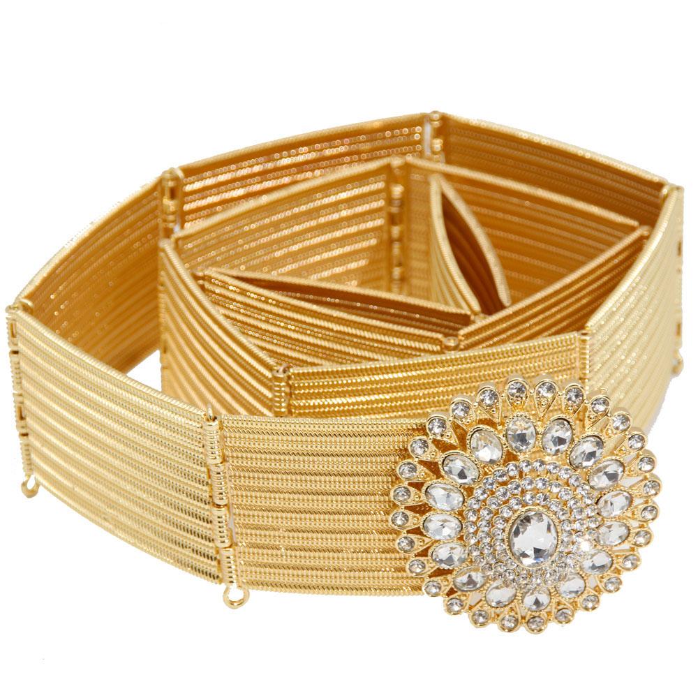Gold Color Crystal Metal Belt for Women Waistband Wedding Jewelry Robe Waist Chain 2023