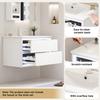 76x46x48,5cm Wandmontage Badkamerkast, Verfcoating, LED Radar Sensor Verlichting, Twee Lades, Uitschuifbare Rails, Wastafelmeubel, Geïntegreerde Wastafel, Wit