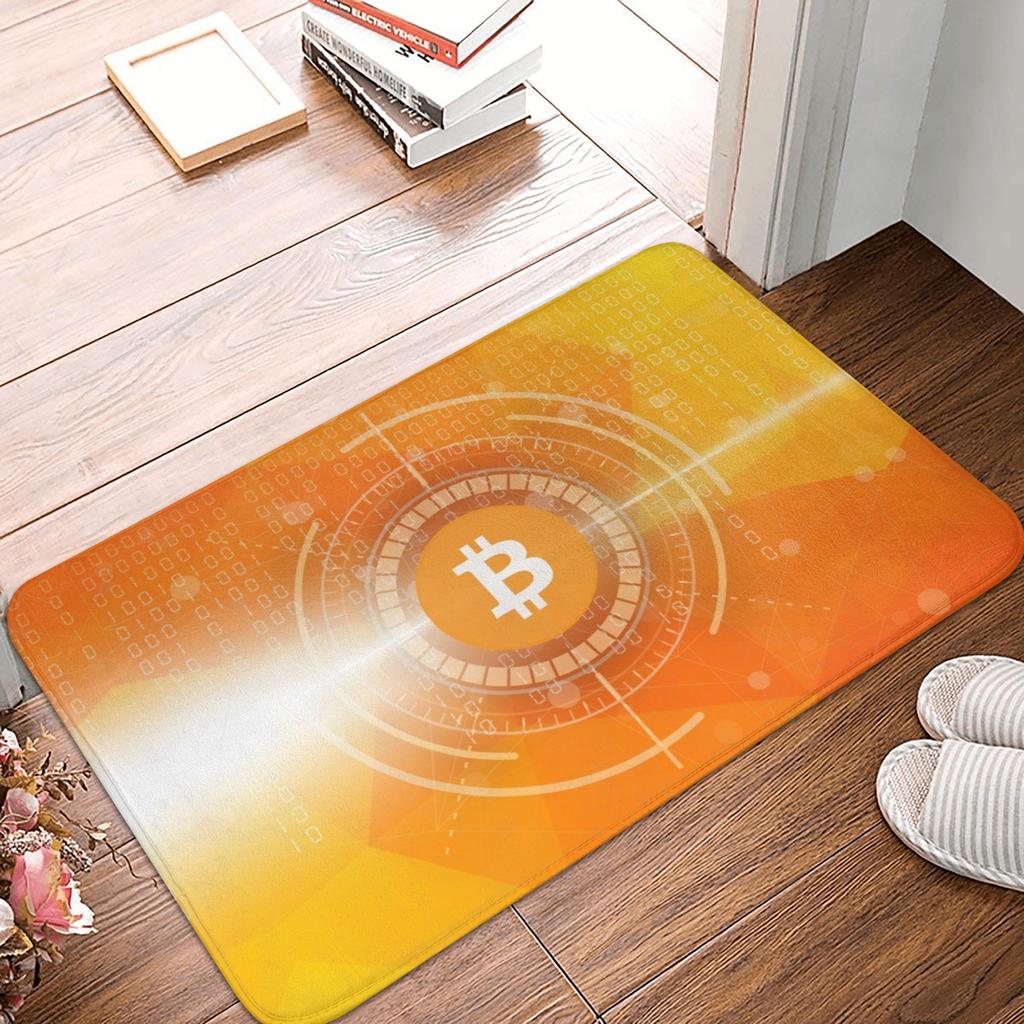 Bitcoin Cryptocurrency Crypto Digital Code Doormat Mat Anti-Slip BTC Blockchain Bath Kitchen Garage Rug Carpet 40*60cm