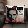 M-Marilyn Manson Rock Cushion Cover Natural Linen Organic Fabric Double-Sided Printing Sofa Home Decor Gift Pillow Case
