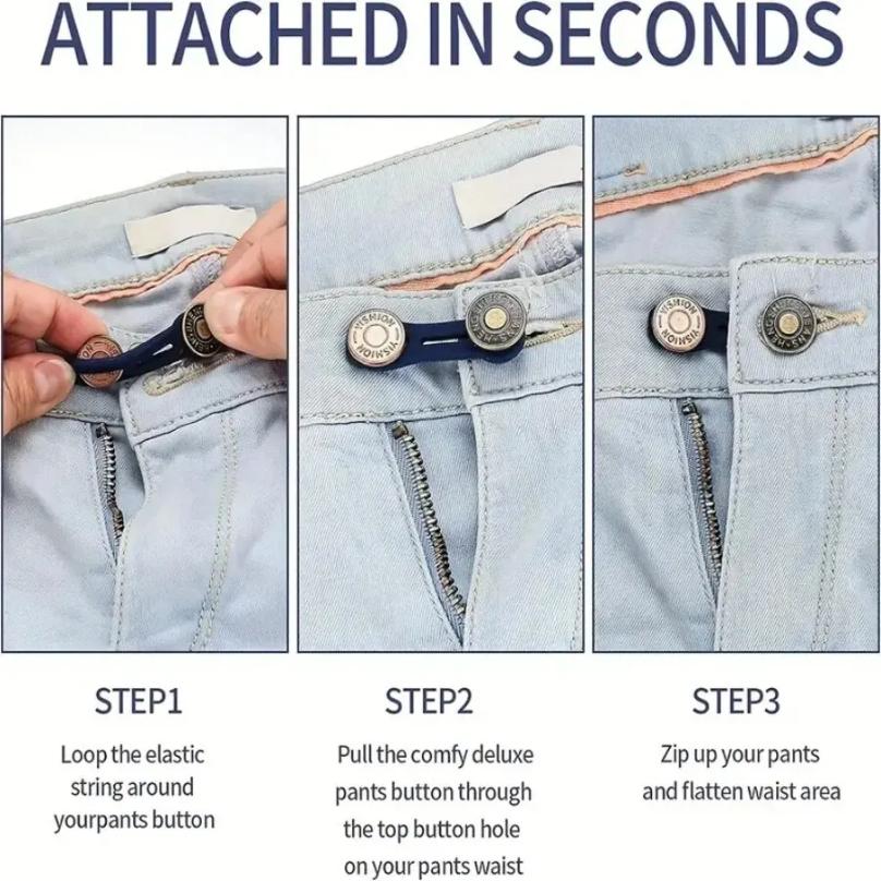 6 Pcs Jeans and Pants Button Extenders: Universal Waist Expander for Women and Men, Instant Belt Extension Solution