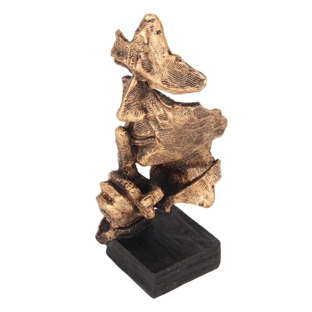 17 X 7.5 X 6cm Silence Is Gold Statue Antique Finish Silence Is Gold Figurine  Home Decor
