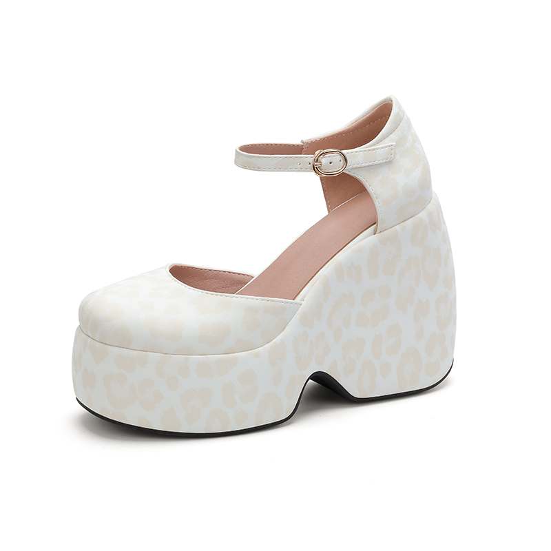Krazing Pot Polyurethane Spring Autumn Size 43 Women Platform Super High Heels Women Round Toe Waterproof Prints Leather Pumps