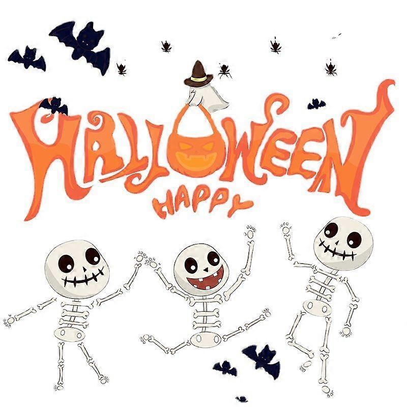 30*90CM funny skull family celebration Halloween glass showcase home wall decoration wall stickers 2 sheets