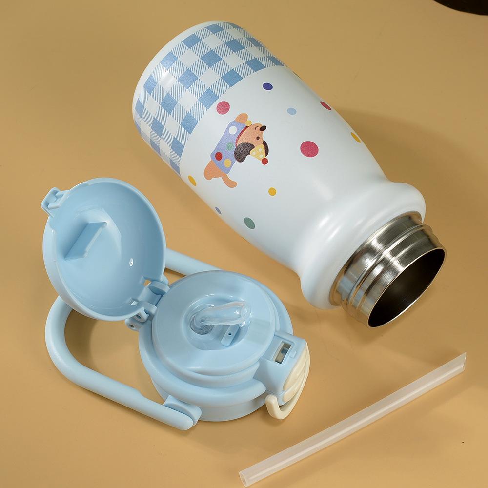 Children's 316 Stainless Steel Insulated Straw Cup - Cute Cartoon Design, Large Capacity, Portable & Durable