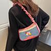 Cute Plaid Shoulder Bag With Zipper Closure For Daily Casual Use