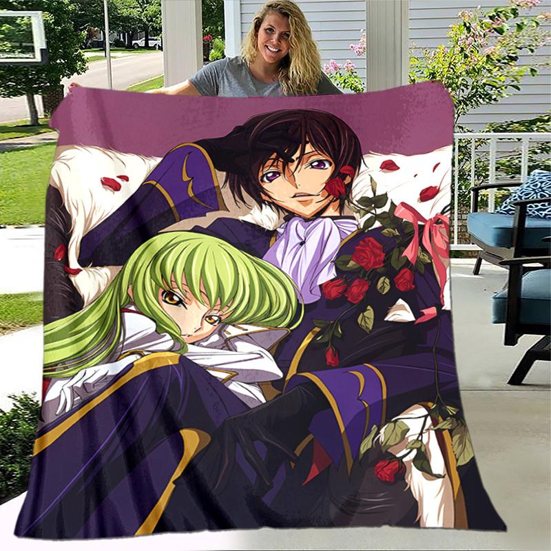 Anime Code Geass printed throw blanket—lightweight,soft,warm;versatile blanket all seasons—perfect air-conditioning throw,nap blanket