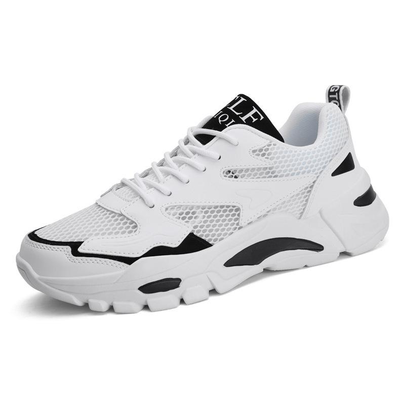 Fashion Mesh Men's Sneakers White Summer  Lace-up Platform Sneakers Stylish Male Sneaker Breathable Man Tenis Footwear